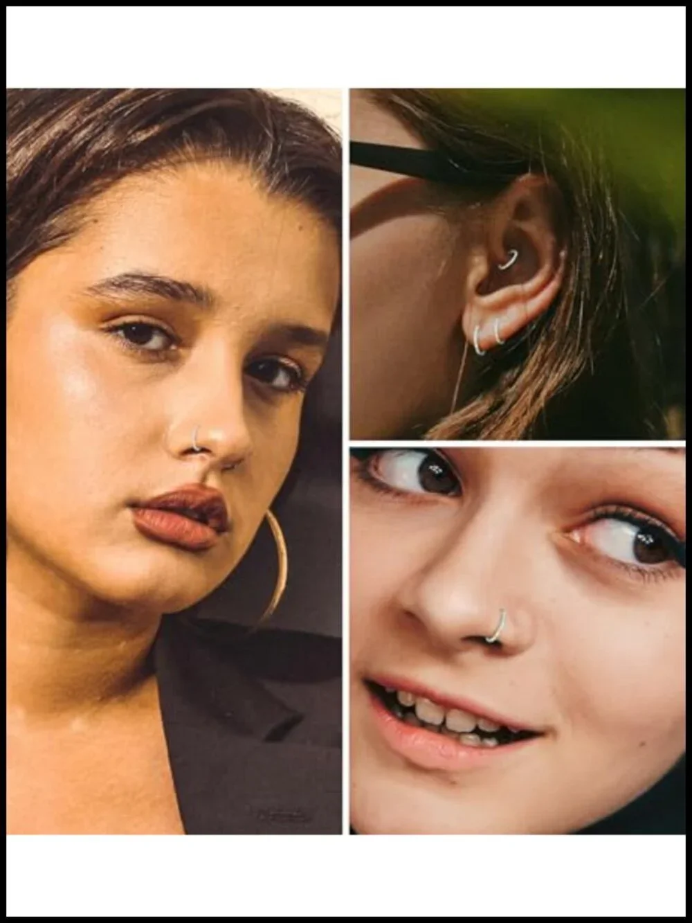 Opal Septum Ring Hinged Hoop Nose Ring 316L Surgical Steel